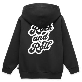 Logo-shirt du manuscrit Rock and Roll - Sweat Premium à capuche zippé enfant bio - noir - Dos - AI Model Kid Male (0cm)