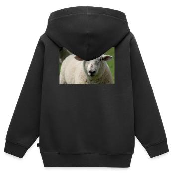 Nahaufnahme eines Schafes - Kinder Premium Organic Zip Hoodie - Schwarz - Hinten - AI Model Kid Male (0cm)