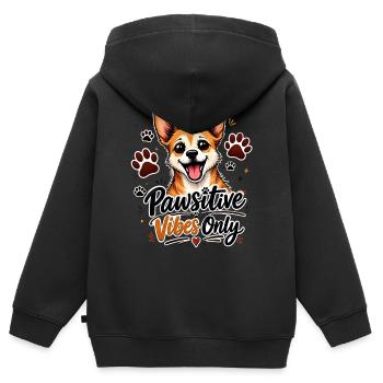 Uniquement des vibes pavoisants - Sweat Premium à capuche zippé enfant bio - noir - Dos - AI Model Kid Male (0cm)