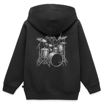 Ulysses S Grant spielt Schlagzeug - Kinder Premium Organic Zip Hoodie - Schwarz - Hinten - AI Model Kid Male (0cm)