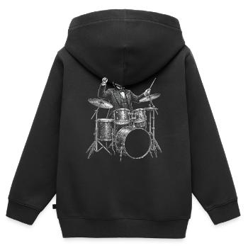 Andrew Johnson spielt Schlagzeug - Kinder Premium Organic Zip Hoodie - Schwarz - Hinten - AI Model Kid Male (0cm)