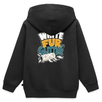 Weißer Deutscher Schäferhund Mama Geschenk, weißer Fell-Glit - Kinder Premium Organic Zip Hoodie - Schwarz - Hinten - AI Model Kid Male (0cm)
