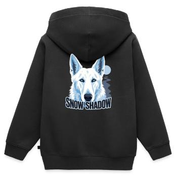 Retro Alpine White Shepherd, Schneeschattenhund Mom G - Kinder Premium Organic Zip Hoodie - Schwarz - Hinten - AI Model Kid Male (0cm)
