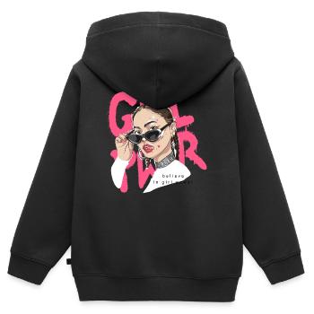 Pop Graffiti Glam: Bold Girl Portrait - Kinder Premium Organic Zip Hoodie - Schwarz - Hinten - AI Model Kid Male (0cm)