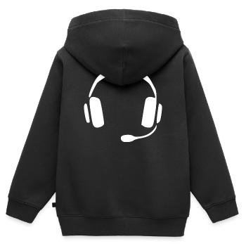 Kopfhörer Headset Geschenk  - Kinder Premium Organic Zip Hoodie - Schwarz - Hinten - AI Model Kid Male (0cm)