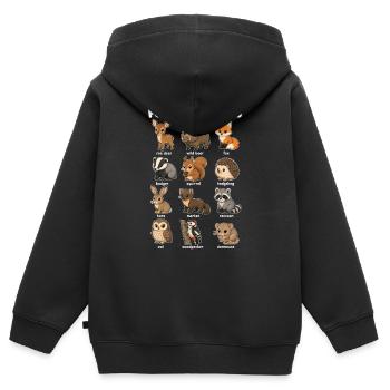  Waldtiere Niedliches Cartoon-diagramm - Kinder Premium Organic Zip Hoodie - Schwarz - Hinten - AI Model Kid Male (0cm)