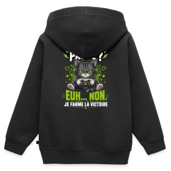 Pause Äh Nein, Ich Farm Den Sieg Katze Gamer - Kinder Premium Organic Zip Hoodie - Schwarz - Hinten - AI Model Kid Male (0cm)