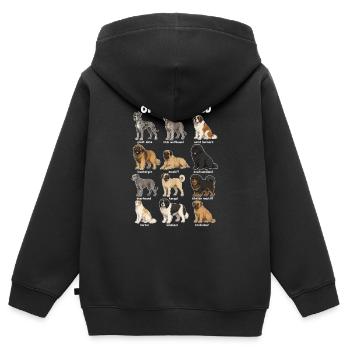 Giant Dog Breeds, Cute Cartoon Diagram, - Kids Premium Organic Zip-up Hoodie - black - Back - AI Model Kid Male (0cm)