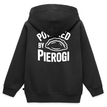 Angetrieben von Pierogi - Kinder Premium Organic Zip Hoodie - Schwarz - Hinten - AI Model Kid Male (0cm)