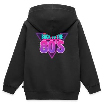 Retour aux années 80 néon - Sweat Premium à capuche zippé enfant bio - noir - Dos - AI Model Kid Male (0cm)
