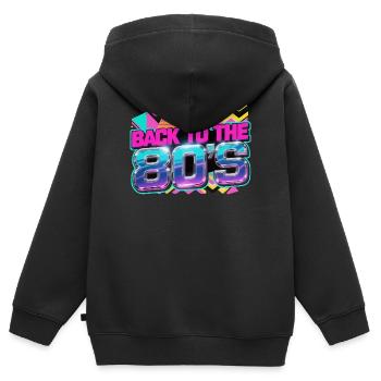 Zurück in die 80er Neon Retro - Kinder Premium Organic Zip Hoodie - Schwarz - Hinten - AI Model Kid Male (0cm)