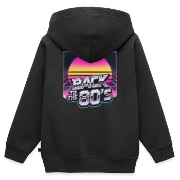 Rückkehr der 80er NeonSonne - Kinder Premium Organic Zip Hoodie - Schwarz - Hinten - AI Model Kid Male (0cm)