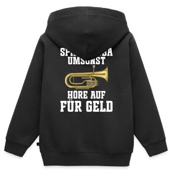Spiele Tuba umsonst - Höre auf für Geld für Tubist - Kinder Premium Organic Zip Hoodie - Schwarz - Hinten - AI Model Kid Male (0cm)