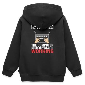 Tech Support - Kinder Premium Organic Zip Hoodie - Schwarz - Hinten - AI Model Kid Male (0cm)