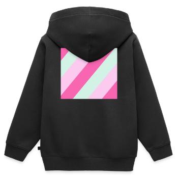 Pastell-Diagonalstreifen-Kaskade - Kinder Premium Organic Zip Hoodie - Schwarz - Hinten - AI Model Kid Male (0cm)