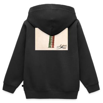 Azzo - Kinder Premium Organic Zip Hoodie - Schwarz - Hinten - AI Model Kid Male (0cm)
