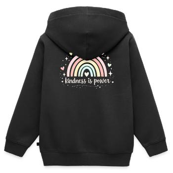 Freundlichkeit ist Macht – inspirierende Sozialarbeiterin – Geschenk - Kinder Premium Organic Zip Hoodie - Schwarz - Hinten - AI Model Kid Male (0cm)