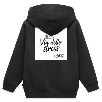 Via dello Stress: Stressabbau Humor - Kinder Premium Organic Zip Hoodie - Schwarz - Hinten - AI Model Kid Male (0cm)
