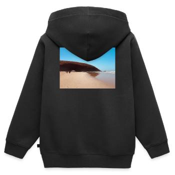 Red Rock Beach - Kinder Premium Organic Zip Hoodie - Schwarz - Hinten - AI Model Kid Male (0cm)