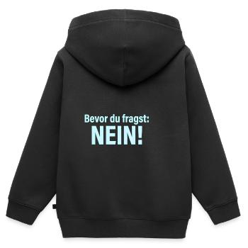 Bevor du fragst Nein ! Lustige Sprüche - Kinder Premium Organic Zip Hoodie - Schwarz - Hinten - AI Model Kid Male (0cm)