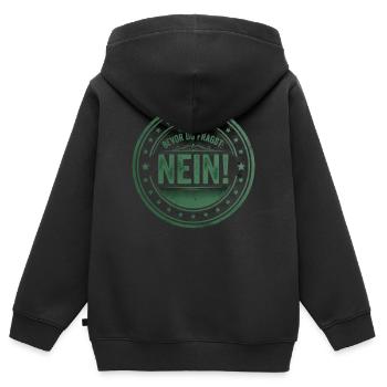 BEVOR DU FRAGST: NEIN! - Kinder Premium Organic Zip Hoodie - Schwarz - Hinten - AI Model Kid Male (0cm)