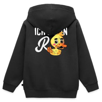 In Rente Ente Ruhestand - Kinder Premium Organic Zip Hoodie - Schwarz - Hinten - AI Model Kid Male (0cm)