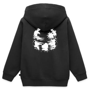 Bowling Sonnenuntergang - Kinder Premium Organic Zip Hoodie - Schwarz - Hinten - AI Model Kid Male (0cm)
