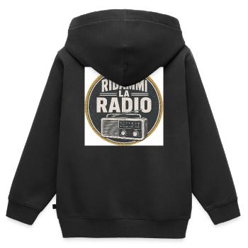 Gib mir das Vintage-Radio zurück - Kinder Premium Organic Zip Hoodie - Schwarz - Hinten - AI Model Kid Male (0cm)