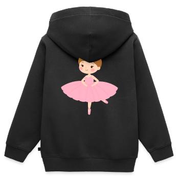 Kleine Ballerina im rosa Tutu – Tanz Design - Kinder Premium Organic Zip Hoodie - Schwarz - Hinten - AI Model Kid Male (0cm)