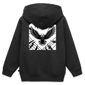 Adlersturm - Monochrom - Kinder Premium Organic Zip Hoodie - Schwarz - Hinten - AI Model Kid Male (0cm)