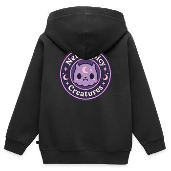 Offizielles Markenlogo von Neurospicy Creatures - Kinder Premium Organic Zip Hoodie - Schwarz - Hinten - AI Model Kid Male (0cm)