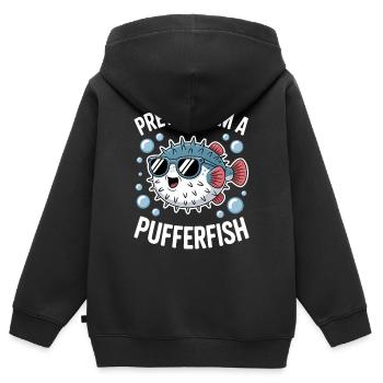 Puffer Fish Sayings Funny Puffer Fish Gift - Kids Premium Organic Zip-up Hoodie - black - Back - AI Model Kid Male (0cm)