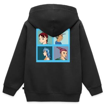 Vier Porträts aus Anime-Illustrationen - Kinder Premium Organic Zip Hoodie - Schwarz - Hinten - AI Model Kid Male (0cm)