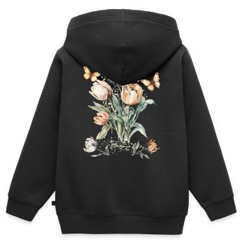 Vintage-Tulpenblüte & Schmetterlinge - Kinder Premium Organic Zip Hoodie - Schwarz - Hinten - AI Model Kid Male (0cm)