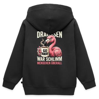 Ich War Draussen Schlimm Menschen Ueberall - Kinder Premium Organic Zip Hoodie - Schwarz - Hinten - AI Model Kid Male (0cm)