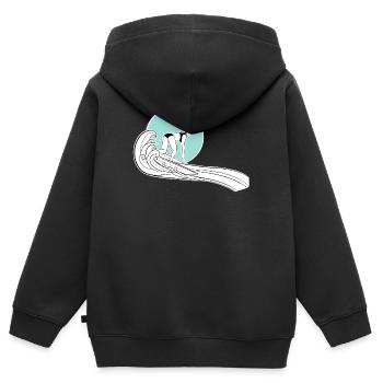 Surfer Girl Shirt mit Illustration - Kinder Premium Organic Zip Hoodie - Schwarz - Hinten - AI Model Kid Male (0cm)