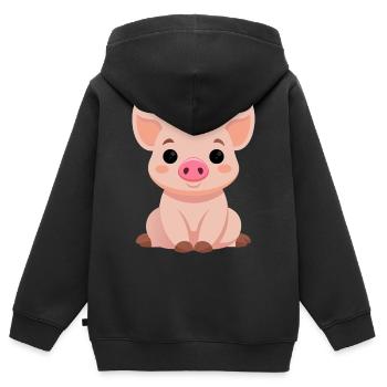 Süßes Baby-Schweinchen - Kinder Premium Organic Zip Hoodie - Schwarz - Hinten - AI Model Kid Male (0cm)