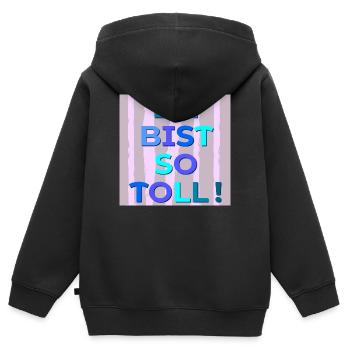 Du bist toll - Kinder Premium Organic Zip Hoodie - Schwarz - Hinten - AI Model Kid Male (0cm)