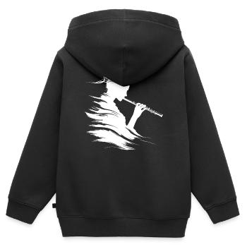 Zeichnung Flötistin - Kinder Premium Organic Zip Hoodie - Schwarz - Hinten - AI Model Kid Male (0cm)