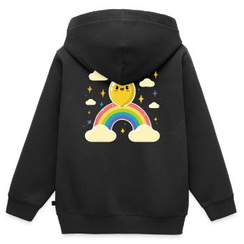 Kawaii Lemon Rainbow - Kids Premium Organic Zip-up Hoodie - black - Back - AI Model Kid Male (0cm)