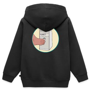Retro 90er PC Power-Button Zehendruck Lustige Technik - Kinder Premium Organic Zip Hoodie - Schwarz - Hinten - AI Model Kid Male (0cm)