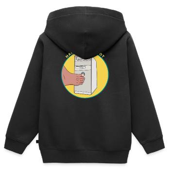 Démarrage mains libres Tour d’ordinateur vintage Joueur drôle - Sweat Premium à capuche zippé enfant bio - noir - Dos - AI Model Kid Male (0cm)