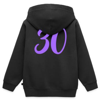 Zahl 30 in Lavendel Kalligrafie - Kinder Premium Organic Zip Hoodie - Schwarz - Hinten - AI Model Kid Male (0cm)