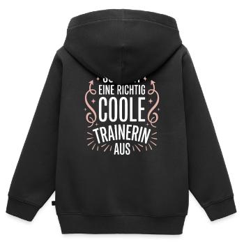 So sieht eine coole Trainerin aus - Kinder Premium Organic Zip Hoodie - Schwarz - Hinten - AI Model Kid Male (0cm)