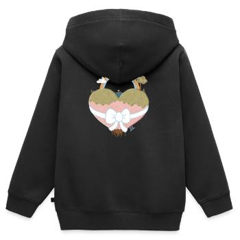 Herzlandschaft mit Regenbogen - Kinder Premium Organic Zip Hoodie - Schwarz - Hinten - AI Model Kid Male (0cm)