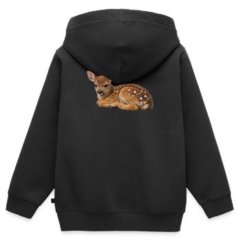 Sternenflecken Rehkitz - Kinder Premium Organic Zip Hoodie - Schwarz - Hinten - AI Model Kid Male (0cm)