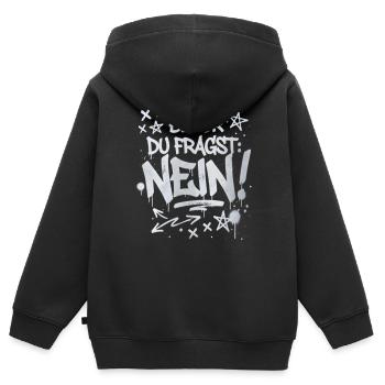 Bevor du fragst Nein witzige Büro Sprüche - Kinder Premium Organic Zip Hoodie - Schwarz - Hinten - AI Model Kid Male (0cm)