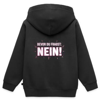 Bevor du fragst Nein lustiger Morgenmuffel - Kinder Premium Organic Zip Hoodie - Schwarz - Hinten - AI Model Kid Male (0cm)