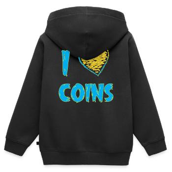 Münzsammler - Kinder Premium Organic Zip Hoodie - Schwarz - Hinten - AI Model Kid Male (0cm)