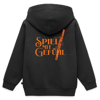 Fagott -Spiel mit Gefühl für Fagottist Fagottistin - Kinder Premium Organic Zip Hoodie - Schwarz - Hinten - AI Model Kid Male (0cm)